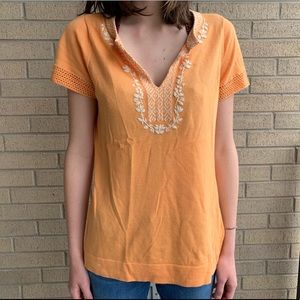 🍊BananaRepublic-LightOrangeEmborideredSmockTop🍊